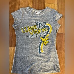Grey Vintage looking WVU baby tee